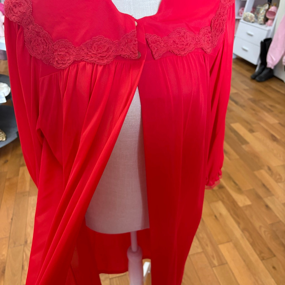 VTG Peignoir Red Robe L - Picture 6 of 10